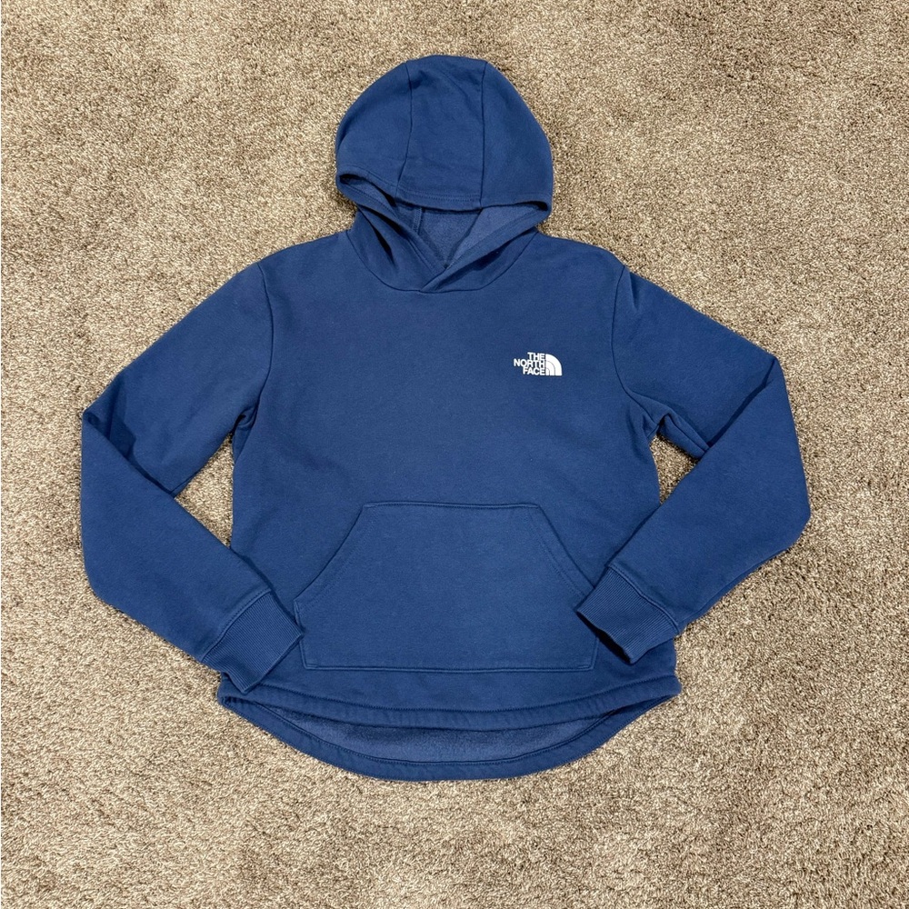 The North Face - Navy Blue Pullover Hoodie, Never Stop Exploring, size XL